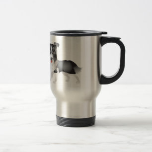 Taza de café de viaje con cachorro de Border Colli