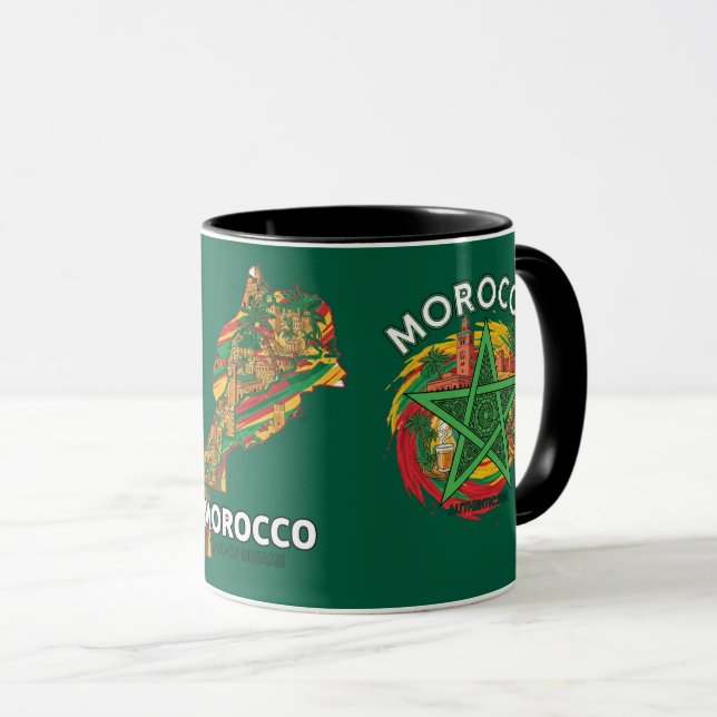 Taza de café de viaje con mapa de Marruecos, estre (Anverso derecho)