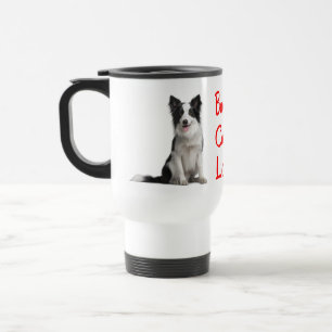 Taza de café de viaje con perro cachorro Border Co