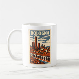 Taza de café de viaje retro de Bolonia Italia Ciud