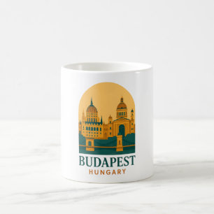 Taza de café de viaje vintage de Budapest Hungría 