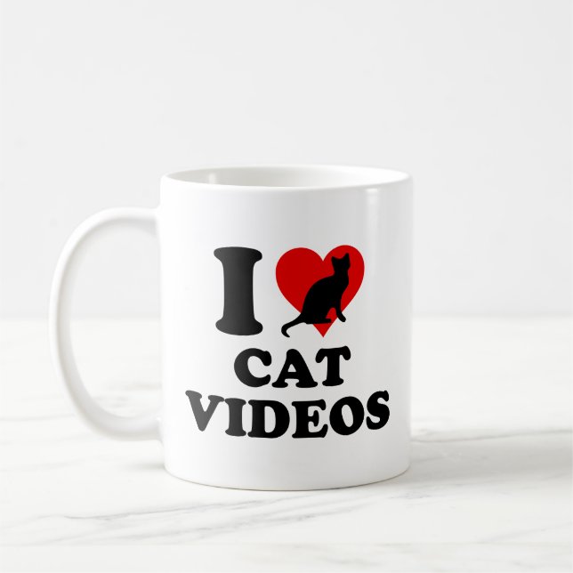 Taza de café de videos de gatos que amo (Izquierda)