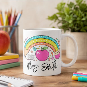 Taza De Café de vuelta a la Escuela Arcoíris Maestro Vida