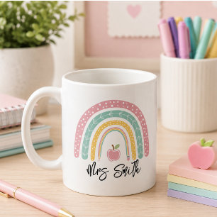 Taza De Café de vuelta a la Escuela Arcoíris Vida de Maestro