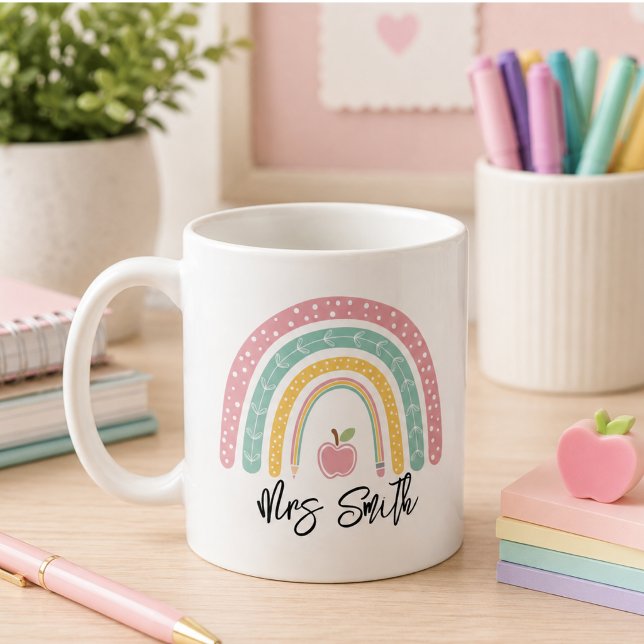Taza De Café de vuelta a la Escuela Arcoíris Vida de Maestro (back School Rainbow Teacher Life Coffee Mug)