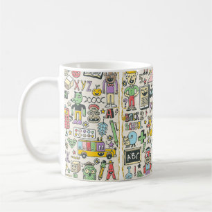 Taza De Café De vuelta a la escuela colorido doodle set 2. Hand