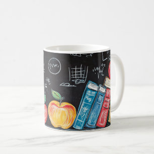 Taza De Café De vuelta a la escuela, con libros coloridos, manz