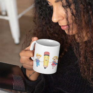 Taza De Café De vuelta a la escuela Personalizado Lápiz feliz y