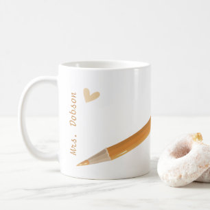 Taza De Café De vuelta a la escuela profesores nombran lápiz am