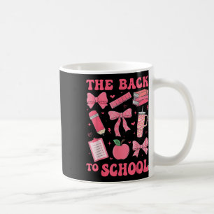 Taza De Café De Vuelta A La Escuela Rosa Coquette Bow Lápiz Edi