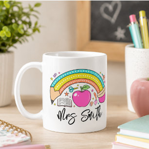 Taza De Café de vuelta al colegio Arcoiris Vida de maestro