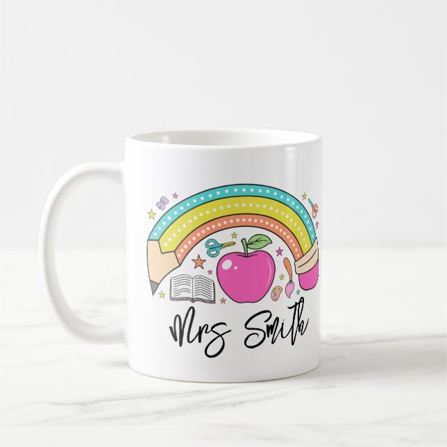 Taza De Café de vuelta al colegio Arcoiris Vida de maestro (Izquierda)