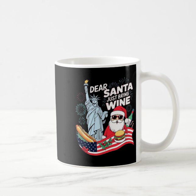 Taza De Café Dear Santa Just Bring Wine For Christmas  (Derecha)