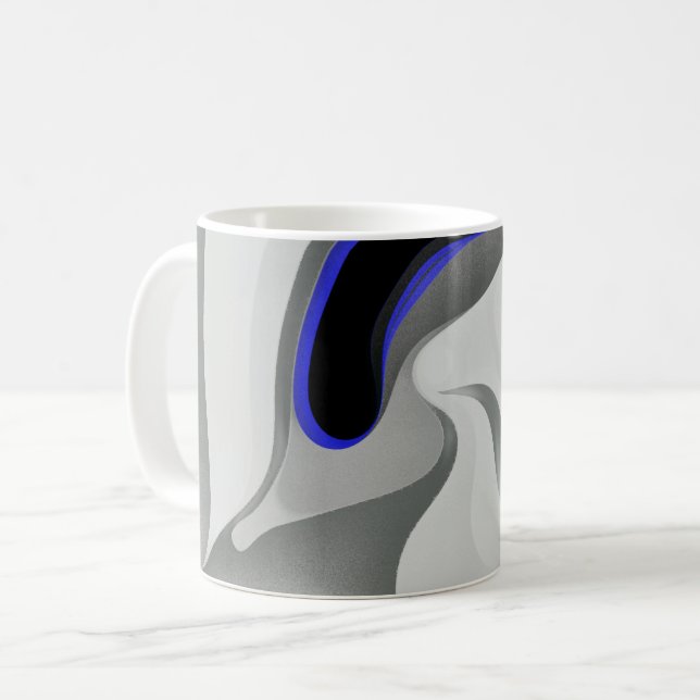 Taza De Café Debajo del azul: Resumen gris, negro y azul (Anverso izquierdo)