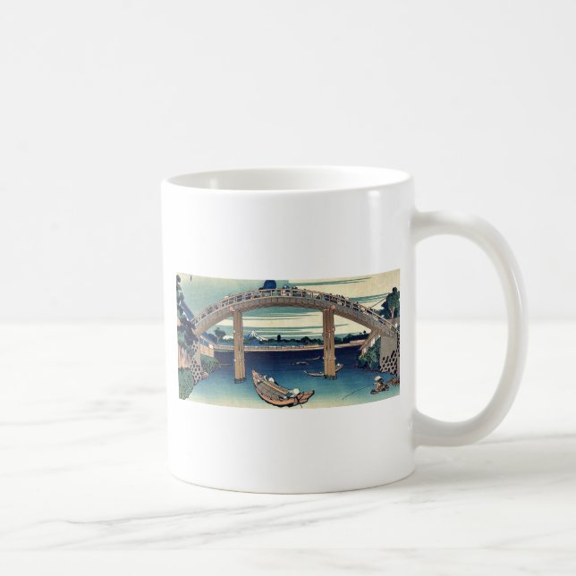 Taza De Café Debajo del puente de Mannen por Katsushika, (Derecha)