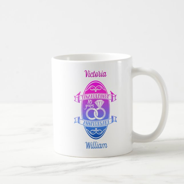 Taza De Café Décimo aniversario de bodas ESTAÑO ALUMINIO (Derecha)