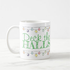Taza De Café Deck the Halls Acuarela Ornamentos de Navidad