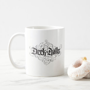 Taza De Café Deck the Halls florecieron Navidades Lettering