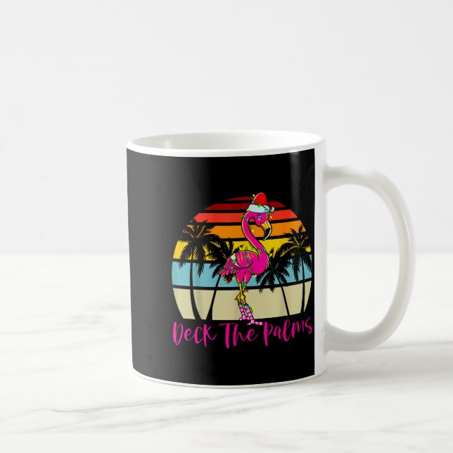 Taza De Café Deck The Palms Christmas Flamingo Palm Tree Trocal (Derecha)