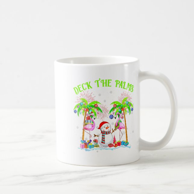 Taza De Café Deck The Palms Flamingo Trocal Christmas Lights Pa (Derecha)