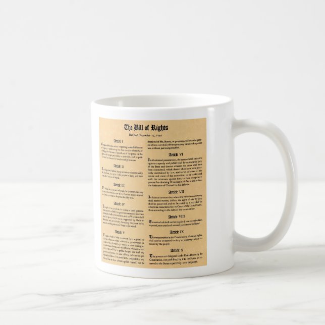 Taza De Café Declaración de Derechos de Estados Unidos (Derecha)