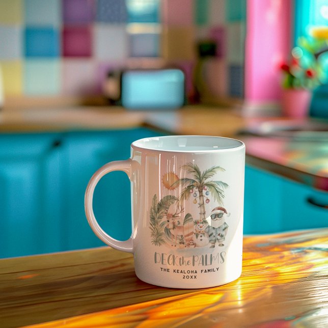 Taza De Café Decoler las palmas | Navidades tropicales divertid (Subido por el creador)