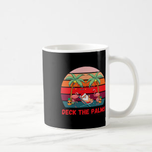 Taza De Café Decora Las Palmeras - Santa Bebiendo En Navidad En