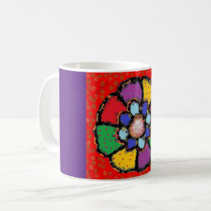 Taza De Café Decoración de arte Petal color rojo violáceo verde