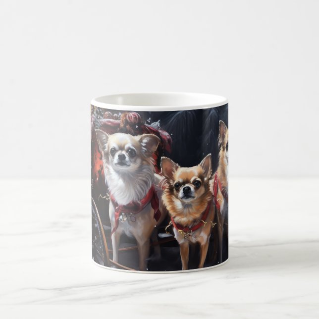 Taza De Café Decoración de los Navidades Chihuahua Snowy Sleigh (Centro)