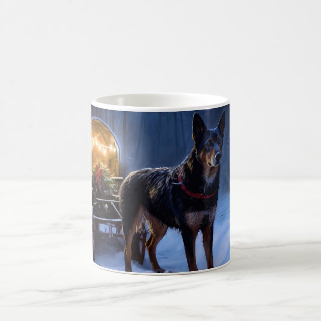 Taza De Café Decoración de los Navidades Kelpie Snowy Sleigh de (Centro)