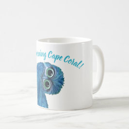 Taza De Café Decoración de madriguera azul y verde del búho
