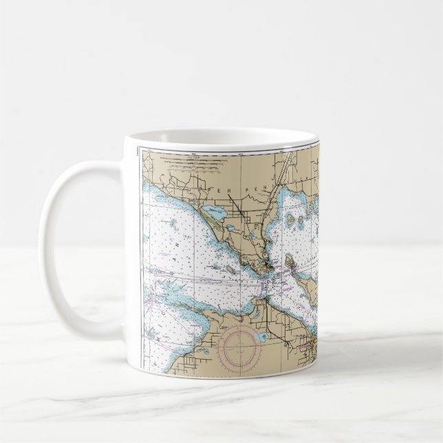Taza De Café Decoración de mapas náuticos (Izquierda)