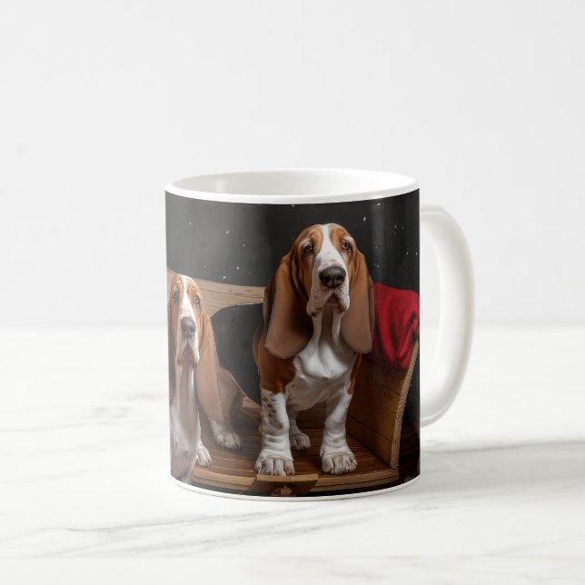 Taza De Café Decoración de Navidades de Basset Hound Snowy Slei (Anverso derecho)