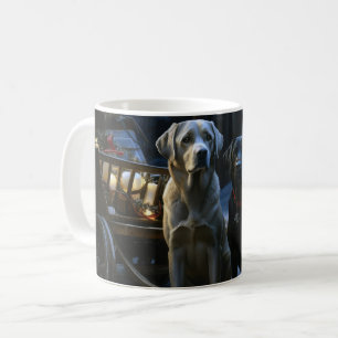 Taza De Café Decoración de Navidades de Labrador Snowy Sleigh