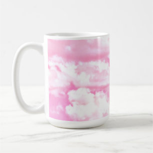 Taza De Café Decoración de Nubes Felices Rosa Fucsia