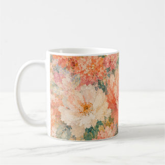 Taza De Café decoración floral Coral Melocotón Romántico Florac