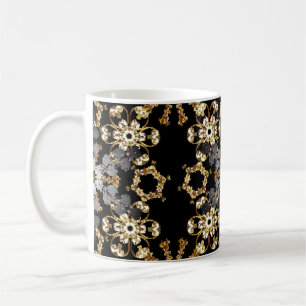Taza De Café Decoración floral de líneas doradas. elemento de e