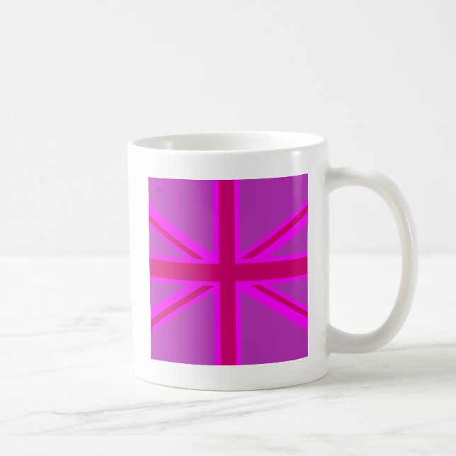 Taza De Café Decoración fucsia de Union Jack de las rosas (Derecha)