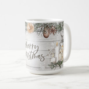 Taza De Café Decoración rústica de cabinas de invierno