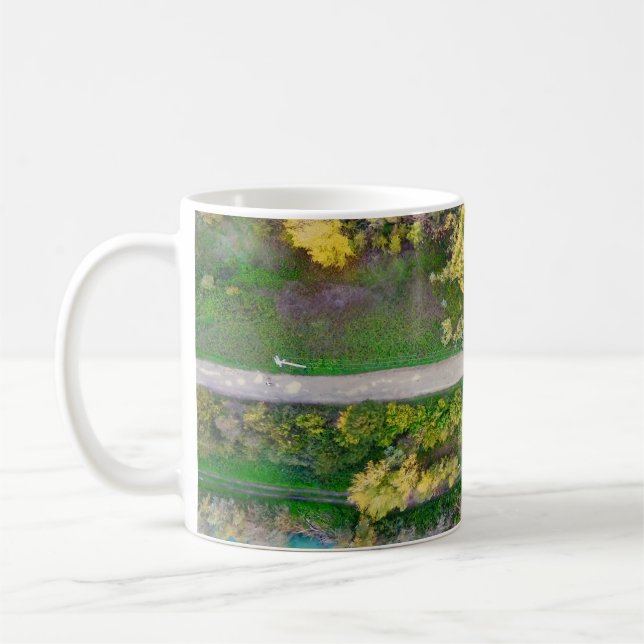 Taza De Café Decoración verde, marrón y amarilla (Izquierda)