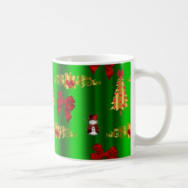 Taza De Café Decoraciones De Navidad En Verde (Derecha)