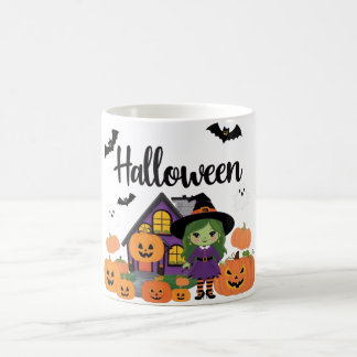 Taza De Café Decoraciones de otoño festivas: calabazas y brujas
