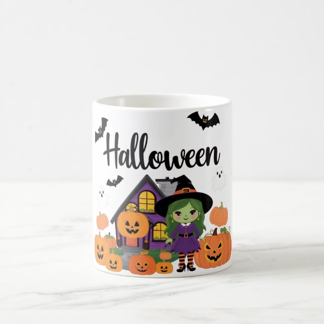 Taza De Café Decoraciones de otoño festivas: calabazas y brujas (Centro)