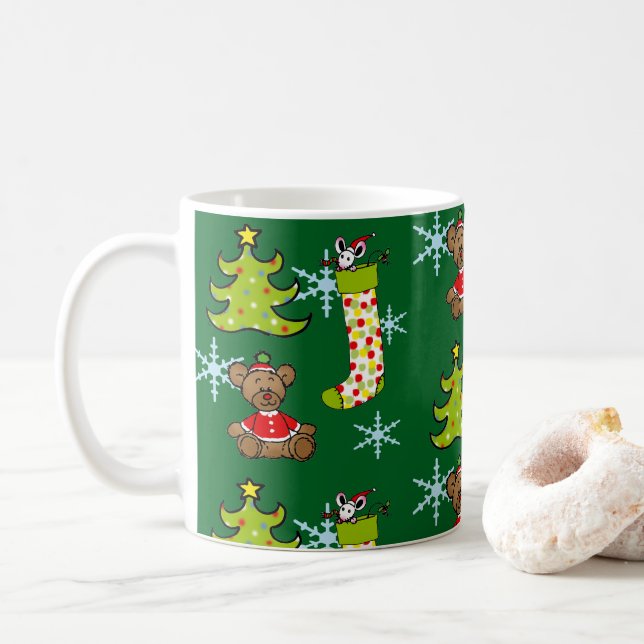 Taza De Café decoraciones navideñas alegres (Con donut)