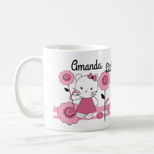 Taza de café decorada personalizada de gatito pequ