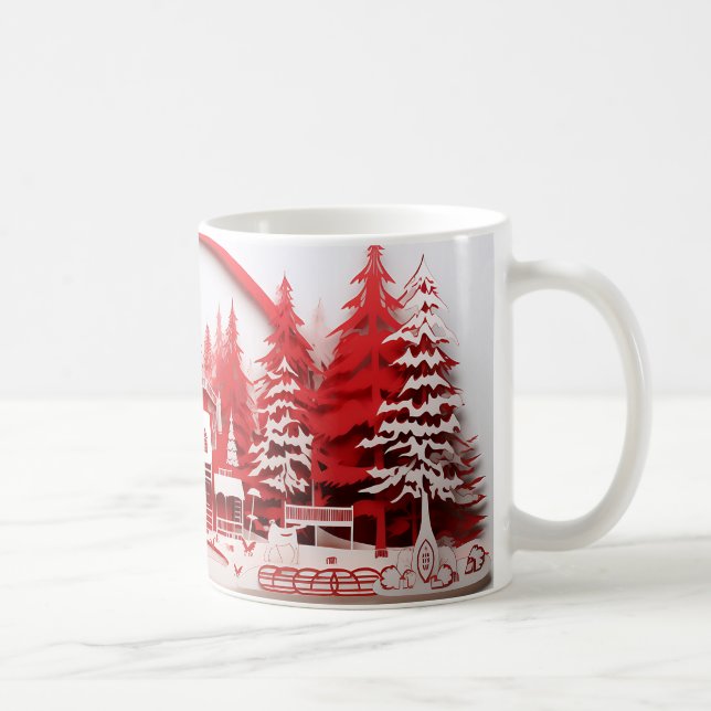 Taza De Café Decorated Christmas Landscape Mug (Derecha)
