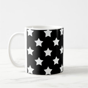 Taza De Café Decorativo del patrón de las estrellas blancas neg