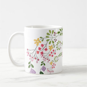 Taza De Café Decorativo Floral Blanco
