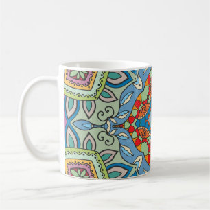 Taza De Café Decorativo patrón impecable dibujado a mano. Color