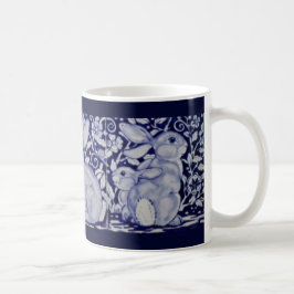 Taza De Café Dedham Blue & White Rabbit Ceramic Tile Coffee Mug